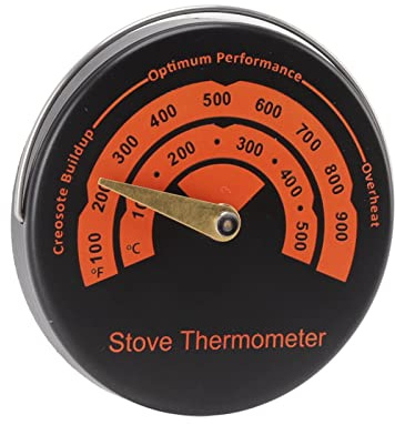 Magnetisches Holzofen-Thermometer mit Magnet, Leicht Ablesbarem Zifferblatt, Großem Skalenbereich und Messingzeiger für den Kaminabzug zu Hause, Aluminiumlegierung, ±10 ℃