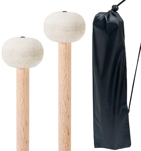 2 Stück Paukenschlägel, 14 Zoll weiche Filzschlägel mit Tasche, Zubehör für Schlaginstrumente wie Marimba, Xylophon und Glockenspiel, ideal für Anfänger und Musikliebhaber | 35,6 cm (14 Zoll) Percussion Instrument Zubehör für Marimba, Xylophon, Glockenspiel, ideal für Anfänger & Musikliebhaber