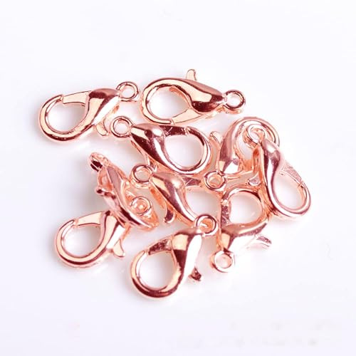 100 Stück Karabiner Kettenverschluss, 10mm Schlüsselanhänger Haken Clip, Armband Verschluss Kettenverschluss, Metall Schmuckverschluss Karabinerverschluss für Handwerk Schlüsselanhänger,Roségold