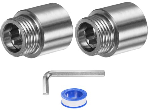 M METERXITY Shower Head Extension Arm Stainless Steel G1/2 Male to Female Extension Pipe Fitting with Thread Seal Tape and Hexagonal Wrench for Shower/Faucet Plumbing Coupler 1.39/35mm 2-Pack