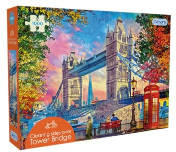 Gibsons Clearing Skies Over Tower Bridge 1000 Piece Jigsaw Puzzle for Adults - British Iconic Landmark by Dominic Davison - Premium Sustainable Puzzle Made in the UK/EU