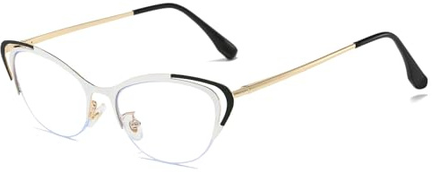 LJCZKA Kleine Blaulichtfilter Brille Katzenauge für Damen Retro Katzenaugen Brillengestelle Damen Ohne Stärke Frauen für PC, TV and Handy