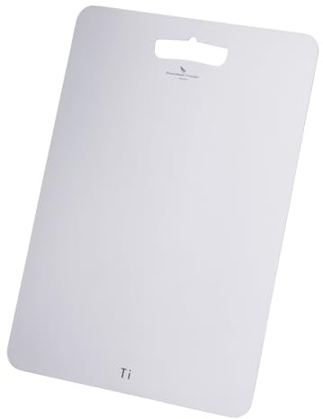 iBasingo Pure Titanium Cutting Board 36x25cm Ti5001P | 1.5mm Thick, Lightweight Camping Chopping Board with Hanging Hole, Double Sided Anti-Rust Kitchen Cutting Plate