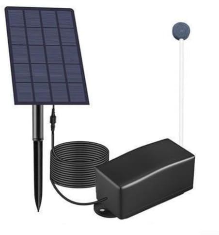 UTTASU Solar-Luftpumpe für Aquarien, Sauerstoffgenator, 2,5 W, 6 V, Solar-Teichbelüfter-Set mit Anschlussleitung, für Außenteiche bis zu 1 m Tiefe, 0,8 l/min Blasenausgang