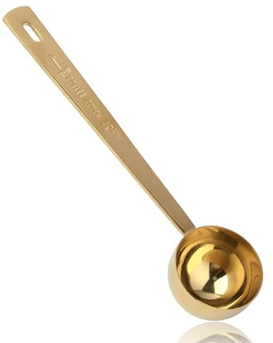 1Pcs Measuring Spoon, Gold Stainless Steel Measuring Scoop for Coffee, Tea, Collagen Supplements, 15ml Capacity, 304 Stainless Steel, Precise Measuring Spoon for Kitchen Use