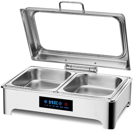 Aocay Chafing Dish Electrique 9L, Chauffe-Plats Électrique Acier Inoxydable, Professionnels Buffet Chauffant Electrique avec Touche Intelligente pour Restaurant, Fête, Rassemblement (1/2)