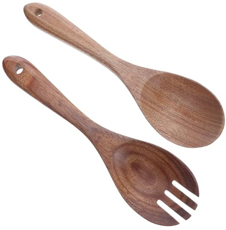Cabilock Set de Couverts à Salade Bois avec Manches Longs Ustensiles Résistants pour Mélanger et Servir Surface Rayures Adaptés pour Cuisine et Fêtes à
