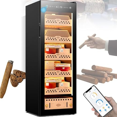 XSDAJSD Cave à cigares Intelligente avec contrôle par Application et réglage de la température : 12 à 22 °C (capacité de Stockage : 200/400/600/1 000 cigares), 138 L