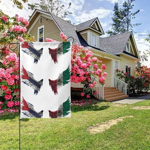 Bandera de Cuba y México con alas, doble cara, 28 x 40 pulgadas, decoración para exteriores