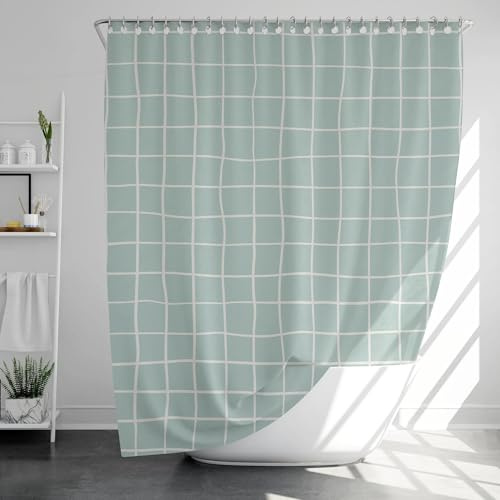 UUDIHO Tenda da doccia Line Art con 12 ganci, tenda da doccia resistente, lavabile, moderna decorazione da bagno in stile hotel di lusso, 80 x 120 cm/31 x 47 pollici (larghezza x altezza).