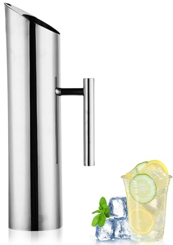 Jarra de agua de acero inoxidable con protección contra hielo, jarra para bebidas frías, herramienta para servir en casa y hoteles (2 litros)