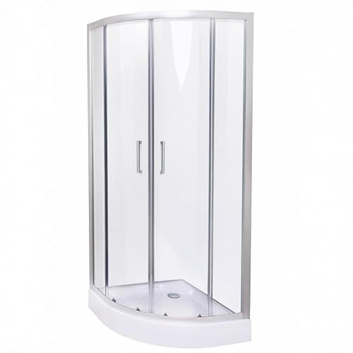 Belvit Cabina de ducha de 80 x 80 x 200 cm con puerta corredera y plato de ducha, cristal templado de 4 mm, perfiles cromados, revestimiento nano antical, montaje en esquina, cabina de ducha esquinera