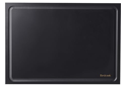 Bestcook Schneidebrett aus Holzfaser, 33,3x23,5cm Spülmaschinenfest Schneidebrett mit Saftrille, nicht Porös, Rutschfest, für Fleisch, Gemüse & Brot, Schwarz