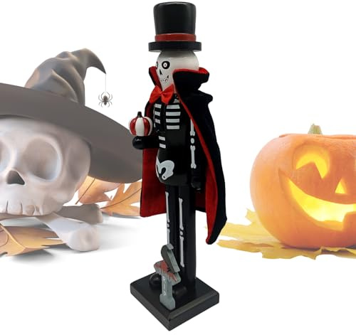 Grande Schiaccianoci In Legno - Ornamento Di Vampiri Da 36 Cm, Decorazione Spettrale Di Halloween, Display Di Figurina Gotica, Alto Schiaccianoci Con Design Scheletro | Decorazione Per Le Vacanze