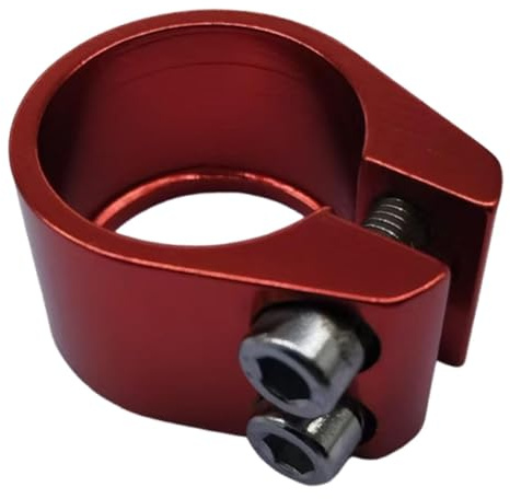 Amagogo Abrazadera para Sillín de Bicicleta, Abrazadera para Tubo de Sillín, Abrazadera para de Sillín, Aluminio Ligero, Ajustable a Mano, Apta para Bici, Rojo