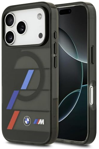 CG Mobile BMW M IML Boutons métalliques Lignes tricolores Compatible avec MagSafe Coque pour iPhone 17 Pro Max (Noir)