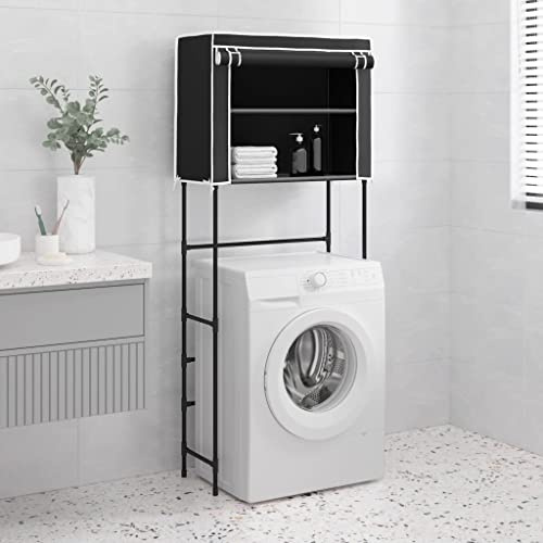 Nqyjm Estantería para lavadora, 2 estantes, color negro, 71 x 29,5 x 170,5 cm, hierro para cuarto de baño