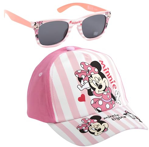 Disney solglasögon baseballkeps barn tillbehör set sommar lätt solhatt UV400 barn solglasögon strand semester, Mimmi Pigg – rosa, one size
