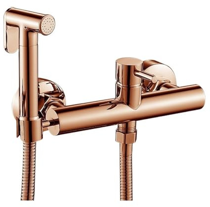 Ensemble De Douchette Bidet WC En Laiton À Double Usage, Robinet Avec Jets Eau Chaude Et Froide, Pistolet Haute Pression Haute Pression D'Eau(Rose Gold)
