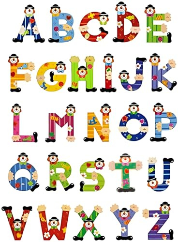 Sevi Holzbuchstaben Clown für Wunschname inkl Geschenkverpackung Türbuchstaben Kinderbuchstaben Holz Dekobuchstaben (10 Holzbuchstaben)