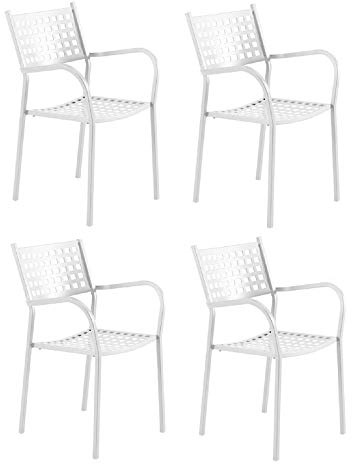 Sedia Poltrona per Uso Esterno Modello Alice CH1550 Colore Bianco Perla *** Offerta per 4 Pezzi *** ZINCATA E Verniciata A POLVERI per RESISTERE alle INTEMPERIE - Prodotta in Italia da VERMOBIL