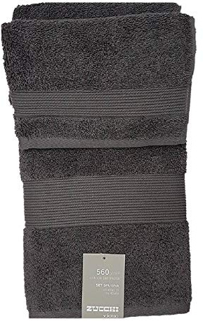 Zucchi Nuovo Solo Tuo Set 1+1 Asciugamano Viso più Asciugamano ospite in Spugna Puro Cotone Pettinato da 560gr/metro Quadro, Antracite 1735