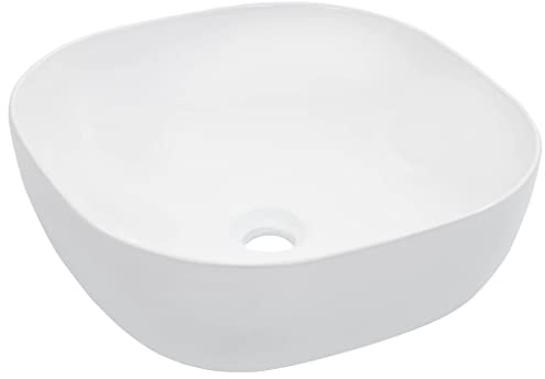 vidaXL Handfat 42,5x42,5x14,5 cm keramik vit
