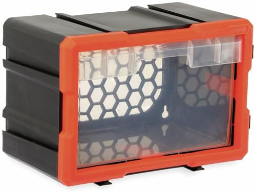 DAYTOOLS Werkzeugbox TW2019, Kunststoff, 1-teilig, schwarz/orange | Robuste Werkzeugbox mit großer Sichtschublade | Mit der DAYTOOLS TW-Serie erweiterbar | Für Wand- und Standmontage