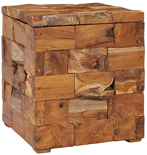 vidaXL Teak Massiv Hocker mit Stauraum Deckel Fußhocker Sitzhocker Holzhocker Sitzwürfel Aufbewahrungsbox Sitztruhe Fußbank Truhe 40x40x45cm