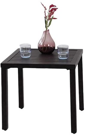 MFSTUDIO Garden Table, Metal Square Coffee Table, Tea Bistro Side Table, Small Outdoor Table, Weather Resistant, Black