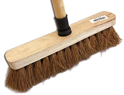 Scopa per la casa in fibre di cocco naturali | Lunghezza 29 cm | Attacco a vite in plastica | Manico in legno da 1,25 m | Kibros 2051b