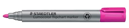 STAEDTLER flipchart Marker Lumocolor, pink, farbintensive, schnelltrocknende, geruchsarme Tinte, schlägt nicht durch Papier durch, 10 flipchart Marker in Faltschachtel, 356-20 | Rundspitze, Wasserbasis-Tinte trocknet in Sekunden – für Flipcharts – Art.-Nr. 356-20