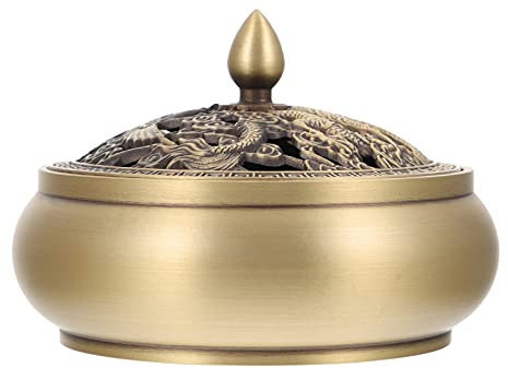 Angoily Messing Räucherschale mit Deckel Retro Räuchergefäß Weihrauchbrenner Kupfergefäß Weihrauchbehälter für Zuhause Teehaus Ornament