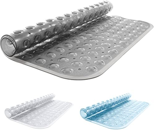 ANSIO® Duschmatten rutschfeste Anti-Schimmel Badematte für Badezimmer Badewanne PVC Duschmatte mit Abflusslöchern & Saugnäpfen Maschinenwaschbar 54 x 54 cm - Grau