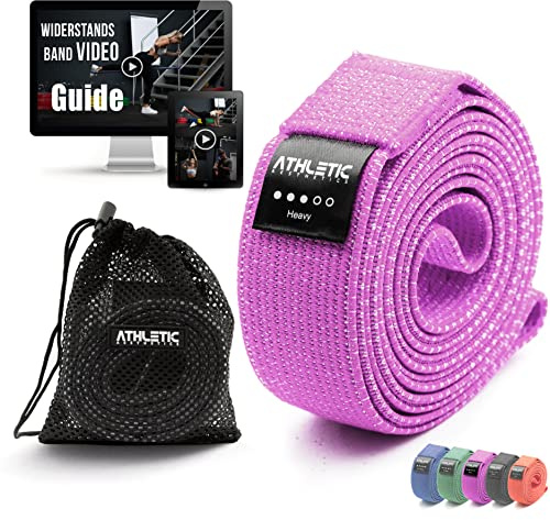 ATHLETIC AESTHETICS Premium Resistance Bands/Widerstandsbänder mit Stoff [Als Fitnessband und Fitnessbänder Set + Tasche und Videokurs] Fitness Band z.B. als Klimmzughilfe für Damen & Herren