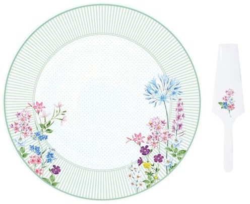 EASY LIFE COFFRET PLAT A TARTE Ø 32CM AVEC PELLE EN PORCELAINE FLORAISON R1112#FLRA