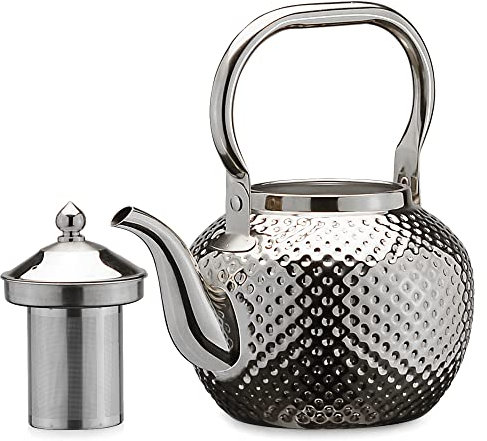 SANQIAHOME 1,5 L Tetera de Acero Inoxidable con infusor extraíble, Hervidor para Estufa y Gas, para cocina de inducción, Apto para casa o restaurante