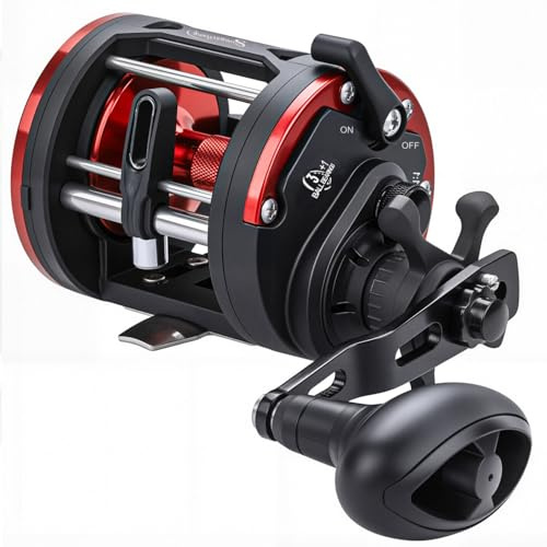 Sougayilang Trolling Reel Level Wind Conventional Reel Graphit Body Fishing Reel, Durable Stainless-Steel, Large Line Capacity-40L