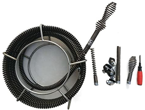 QAIXAG 1 Set Of 9 M 16 Mm Diameter Pipe Unblocking Device Spring-loaded Auger Drain Cleaner Combination Adapter Coupling Connector
