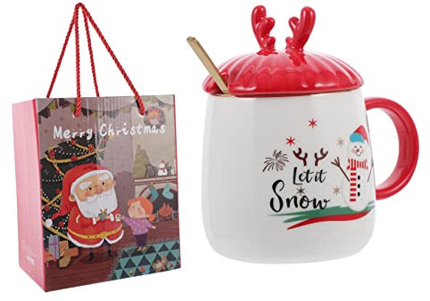 ifundom Weihnachtskaffeetasse Mit Geweihdeckel Für Wassertassen Kaffeetassen Teetassen Und Trinkbecher Für Alltag Oder Feiertage