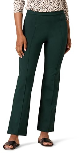 Amazon Essentials Pantaloni Elasticizzati in Tessuto Ponte, a Vita Alta e Lunghezza alla Caviglia Donna, Verde Scuro, S