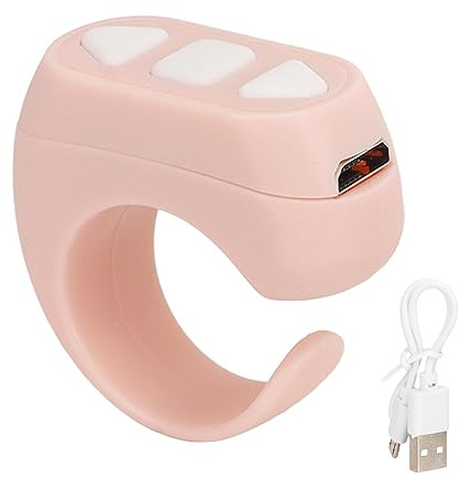 Bluetooth-Fernbedienungs-Seitenwender, für TikTok für App Remote Scrolling Ring Clicker, ZL-03 Kamera-Fernauslöser Selfie-Taste für Mobiltelefon (Rosa)