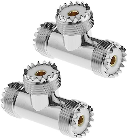 2 Stück UHF-Buchse auf Dual-UHF-Buchse Dreifach-T-Stecker UHF-Buchse auf Dual-UHF-Buchse PL259, 3-Wege-Adapter für FPV-Antennen CCTV CB-Funkscanner