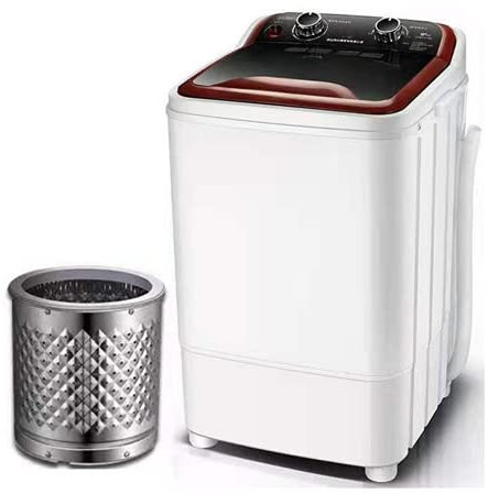 Lavadora portátil de una Sola Tina con escurridor Mini - Capacidad de Lavado de 7 kg Potencia de Lavado de 400 W para Apartamentos, campamentos, dormitorios,Brown