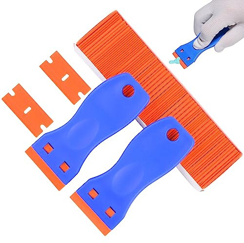 Lot de 2 grattoirs en plastique avec 100 lames en plastique RUNEAY - 4 cm - Pour autocollants en vinyle - Pour enlever le verre et les fenêtres, les restes de colle