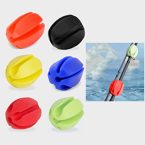 ANROI 6pcs Soportes caña Pescar-, Sujetador protección, Abrazadera caña Pescar Goma, Barra Silicona caña Pescar, Soportes Reutilizables