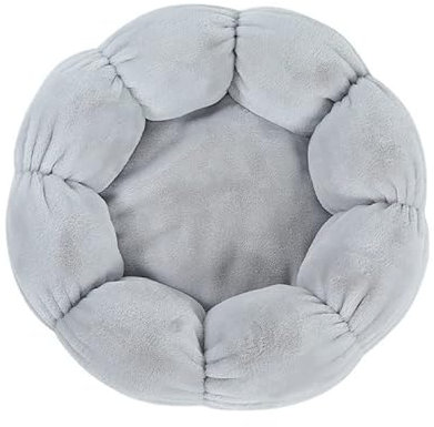 DOTBUY-SHOP Hundebet Rundes Katzenbett, Blumen Hundekissen Grosse Hunde Donut Kissen, Plüsch-Hundekorb Hundebett Waschbar, für Groß Hunde, Katzen und Herbst und Winter (55cm,Grau)