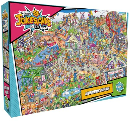 Gibsons Midsummer Mayhem 1000 Piece Jigsaw Puzzle for Adults – Hilarious Village Mystery & Humour Puzzle by Phil Dobson – Jokesaws Love to Laugh Collection – Made in the UK/EU