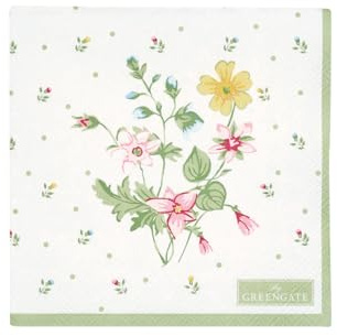 GreenGate Fiola Papierservietten White 25cm 20pcs