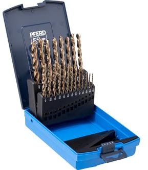 PFERD HSS Spiralbohrer-Set 1/16-3/8 Zoll M35 (Co5) INOX – 21-teilig – Premium Kobaltbohrer für harte Materialien, Edelstahl, Nichteisenmetalle – 135° Split Point Jobberlänge – Teil 20075